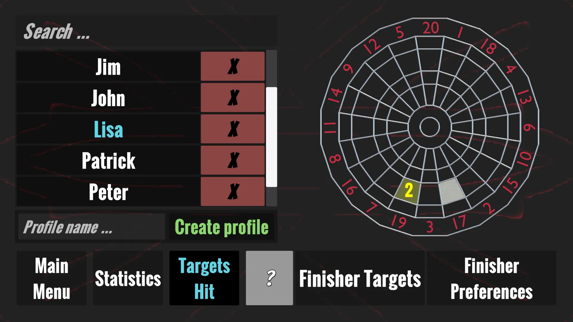 Player profile statistics