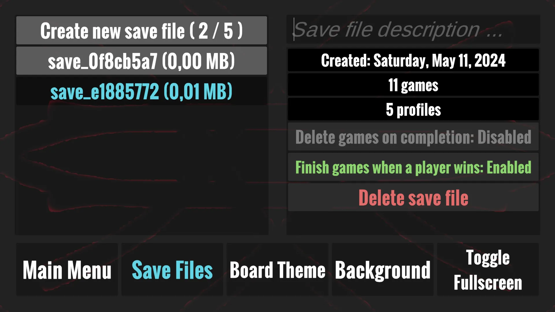 Save file overview